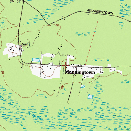 Topographic Map of Manningtown, GA