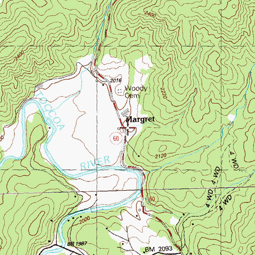 Topographic Map of Margret, GA