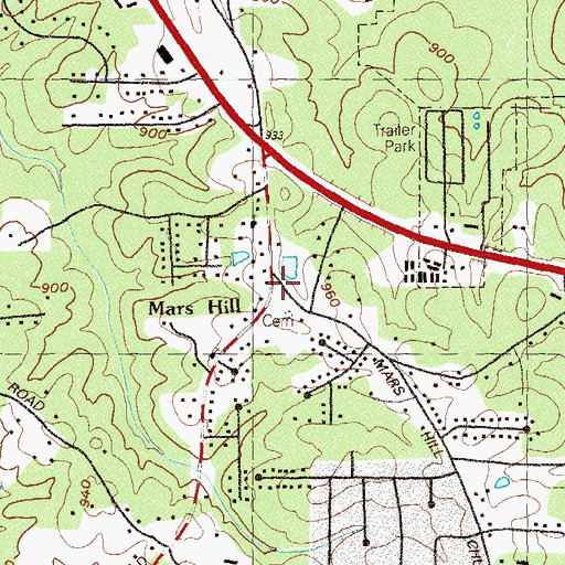 Topographic Map of Mars Hill, GA