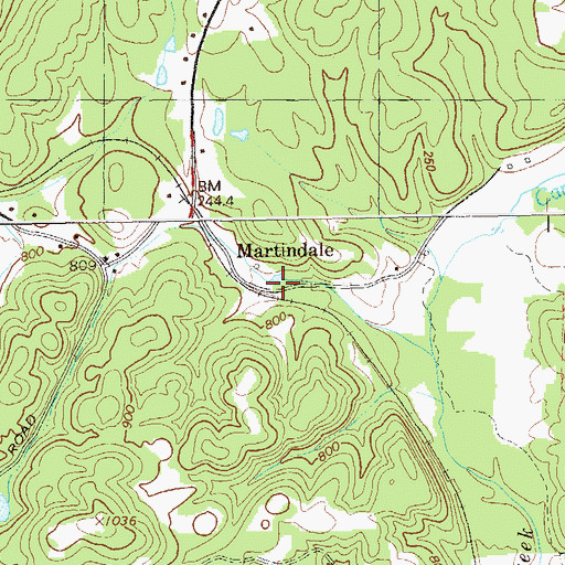 Topographic Map of Martindale, GA