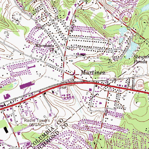 Topographic Map of Martinez, GA