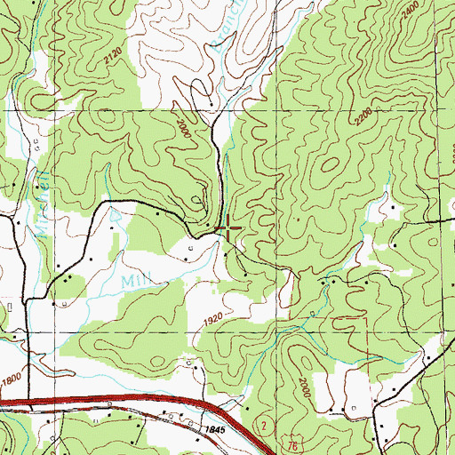 Topographic Map of Mashburn Mill, GA