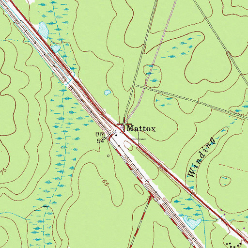Topographic Map of Mattox, GA
