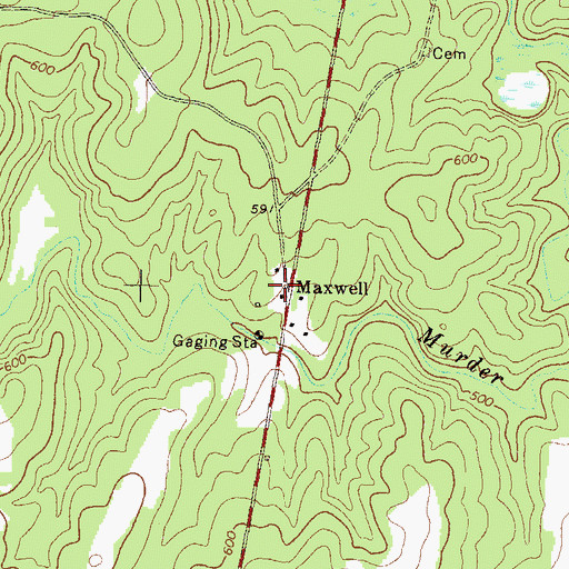 Topographic Map of Maxwell, GA