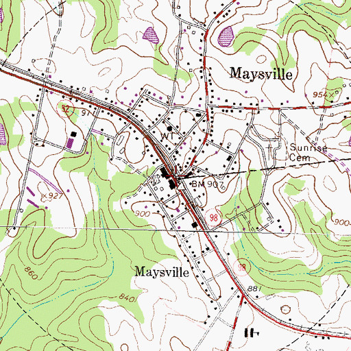 Topographic Map of Maysville, GA