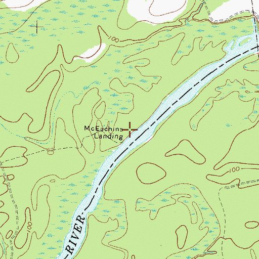 Topographic Map of McEachins Landing, GA
