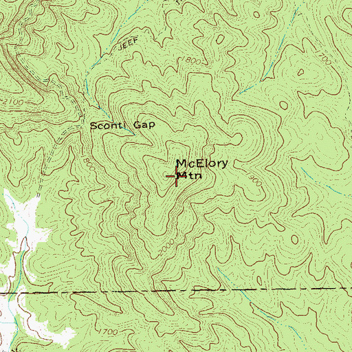 Topographic Map of McElory Mountain, GA