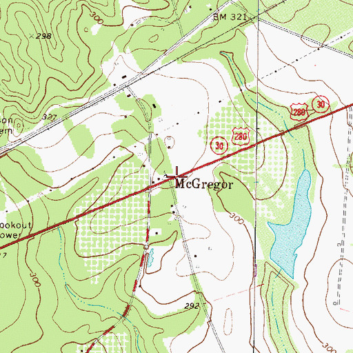Topographic Map of McGregor, GA