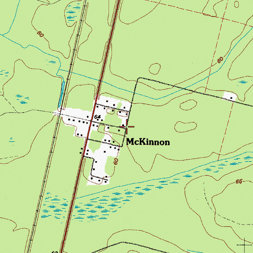 Topographic Map of McKinnon, GA
