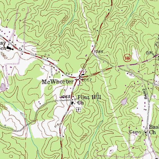 Topographic Map of McWhorter, GA