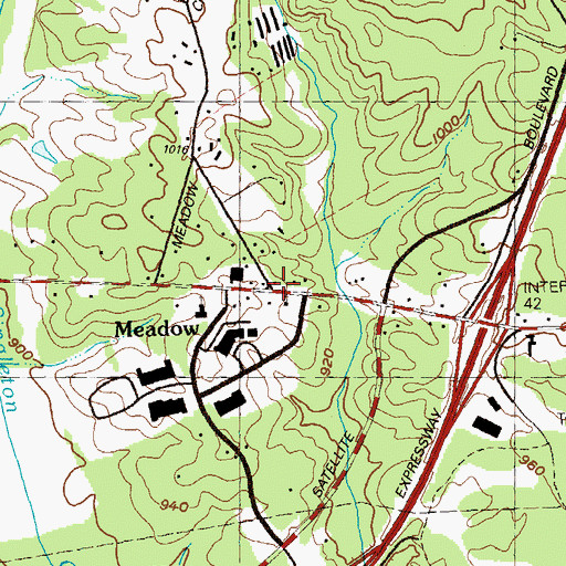 Topographic Map of Meadow, GA