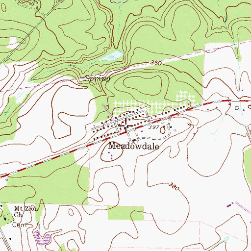 Topographic Map of Meadowdale, GA