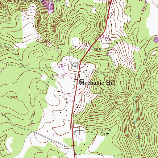 Topographic Map of Mechanic Hill, GA