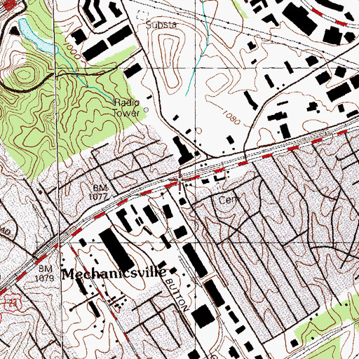 Topographic Map of Mechanicsville, GA