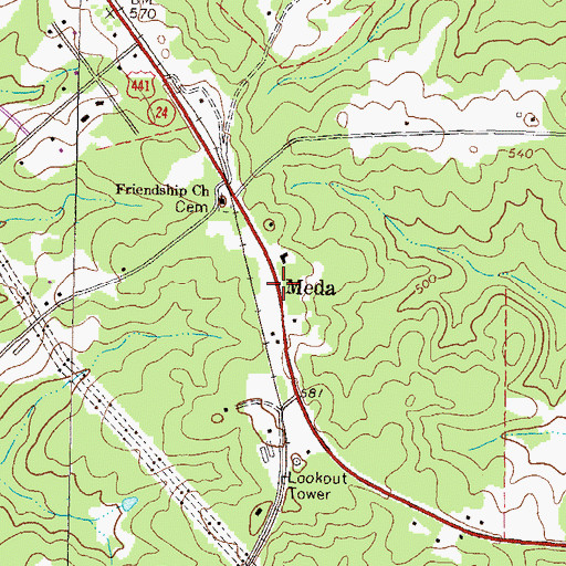 Topographic Map of Meda, GA