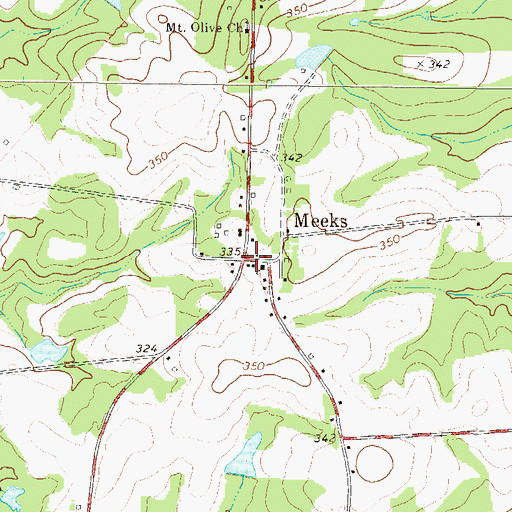 Topographic Map of Meeks, GA