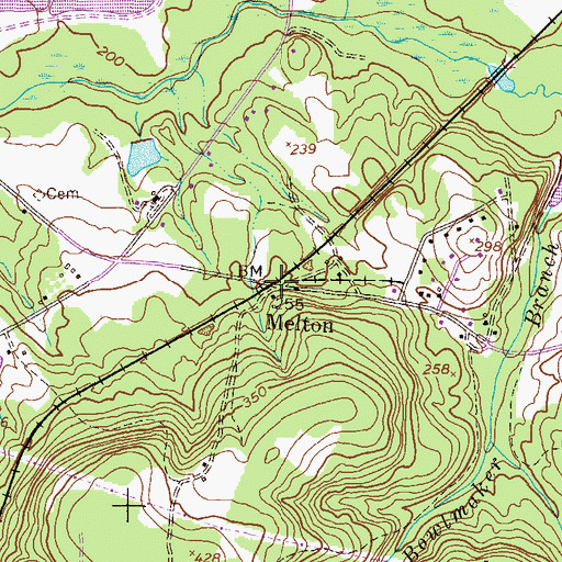 Topographic Map of Melton, GA