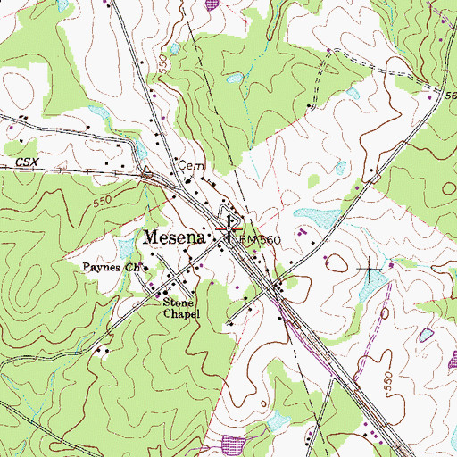 Topographic Map of Mesena, GA