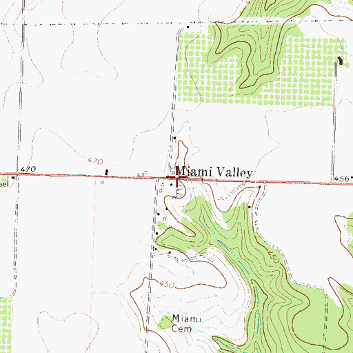 Topographic Map of Miami Valley, GA