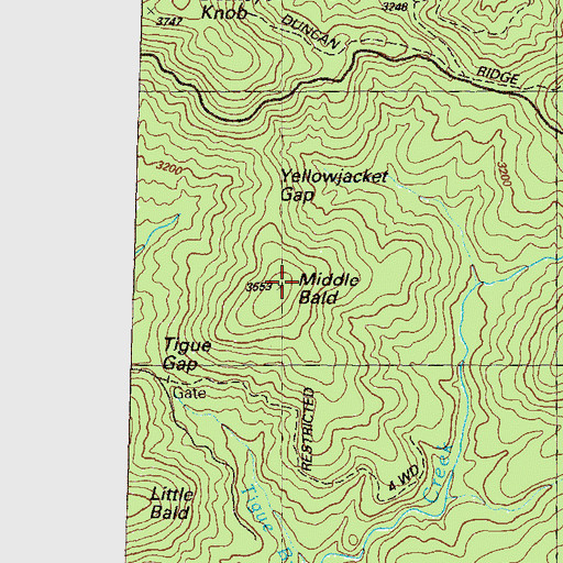Topographic Map of Middle Bald, GA
