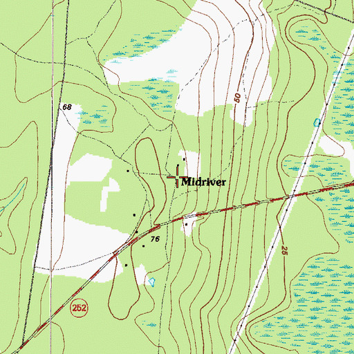 Topographic Map of Midriver, GA