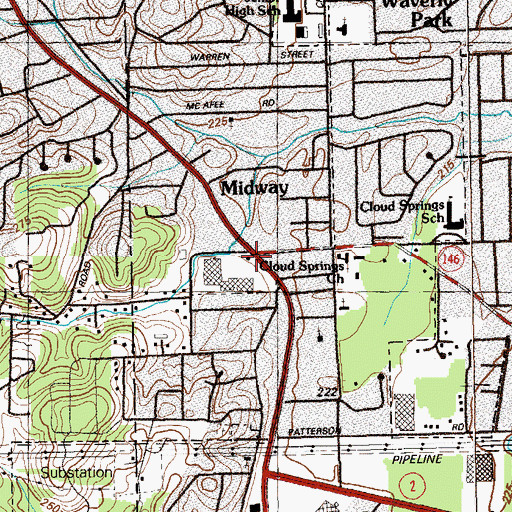 Topographic Map of Midway, GA