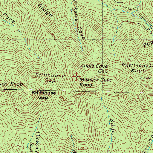 Topographic Map of Milksick Cove Knob, GA