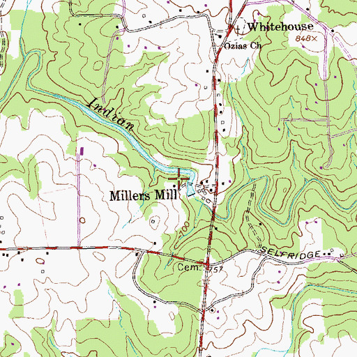 Topographic Map of Millers Mill, GA