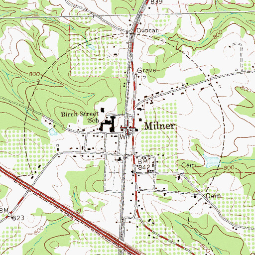 Topographic Map of Milner, GA