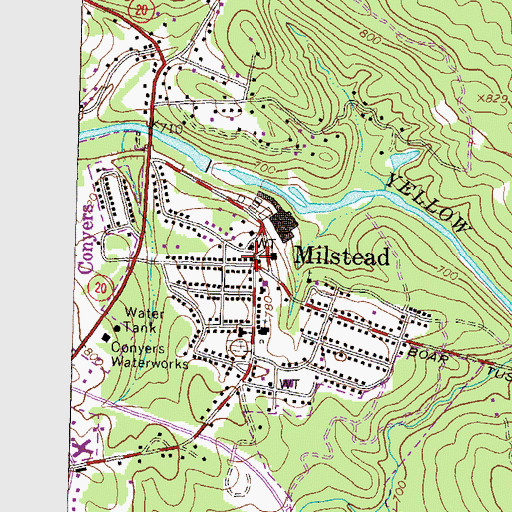 Topographic Map of Milstead, GA