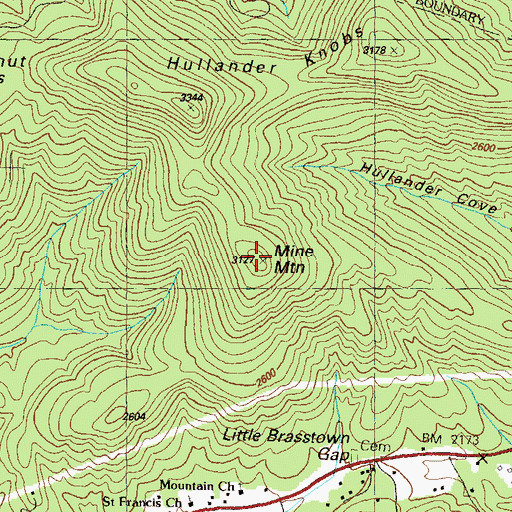 Topographic Map of Mine Mountain, GA