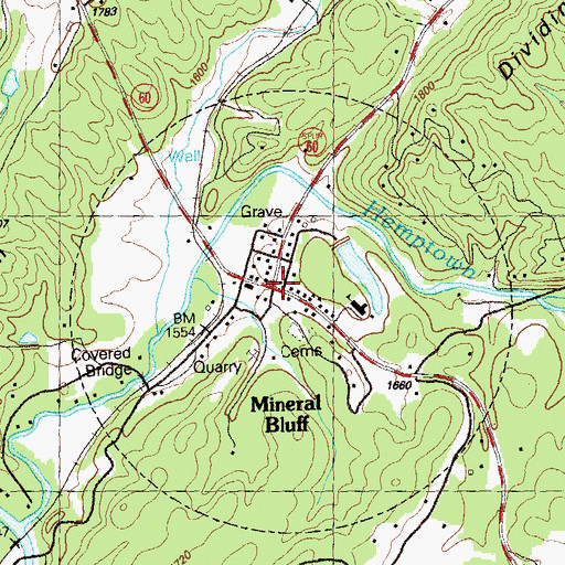 Topographic Map of Mineral Bluff, GA