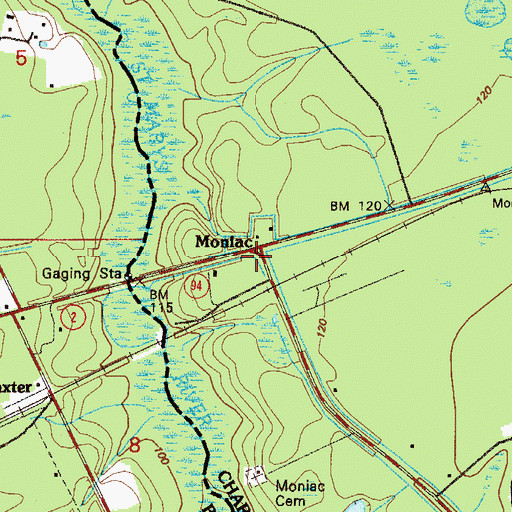 Topographic Map of Moniac, GA