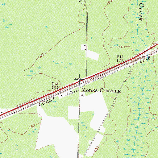 Topographic Map of Monks Crossing, GA