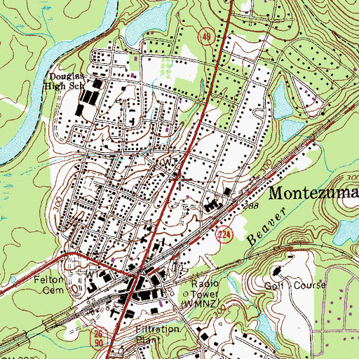Topographic Map of Montezuma, GA