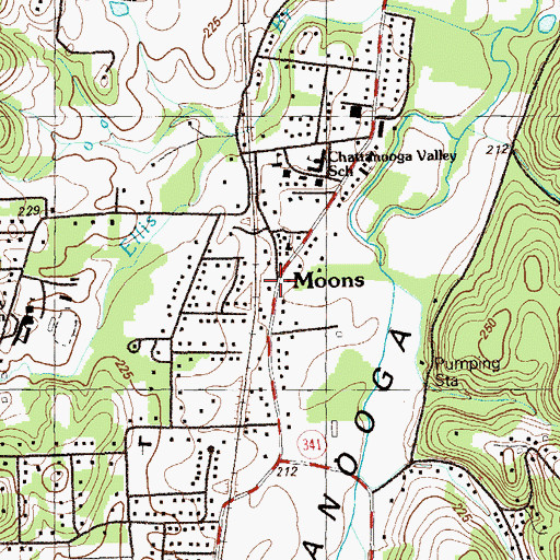 Topographic Map of Moons, GA