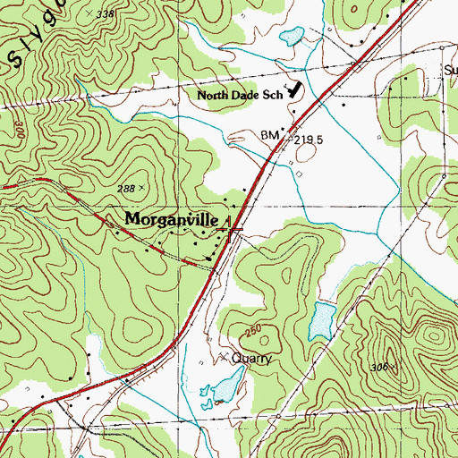 Topographic Map of Morganville, GA