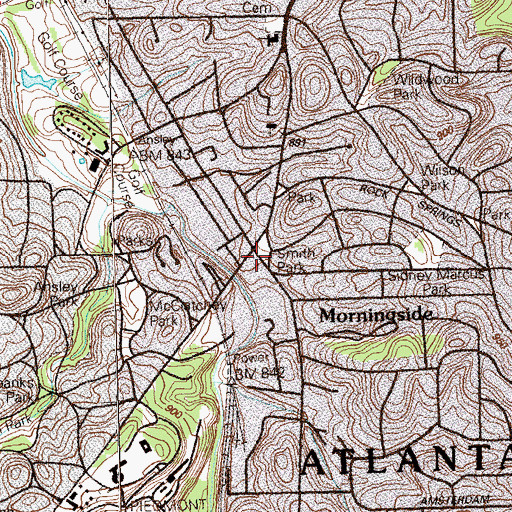 Topographic Map of Morningside, GA
