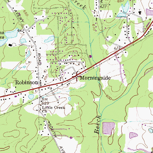 Topographic Map of Morningside, GA