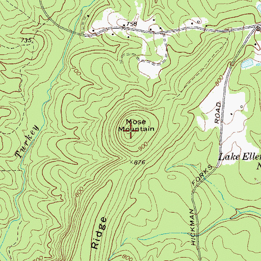 Topographic Map of Mose Mountain, GA