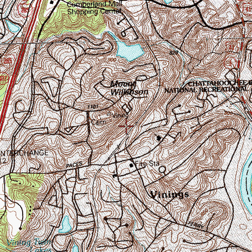 Topographic Map of Mount Wilkinson, GA