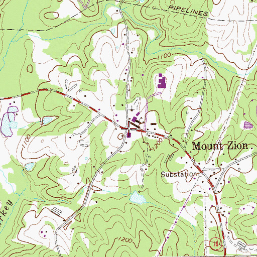 Topographic Map of Mount Zion, GA