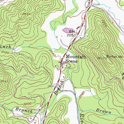 Topographic Map of Mountain Scene, GA