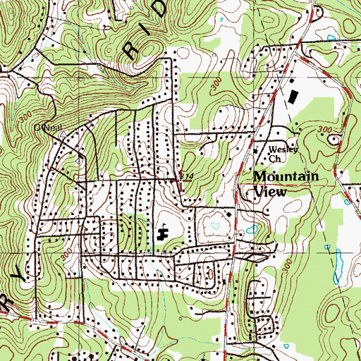Topographic Map of Mountain View, GA