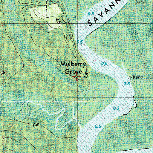 Topographic Map of Mulberry Grove, GA