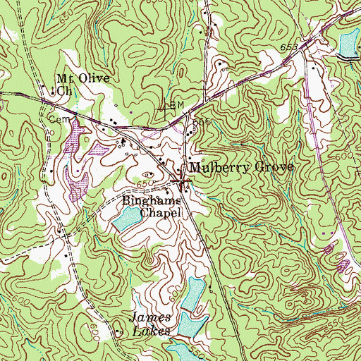 Topographic Map of Mulberry Grove, GA