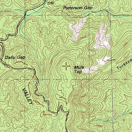 Topographic Map of Mule Top, GA