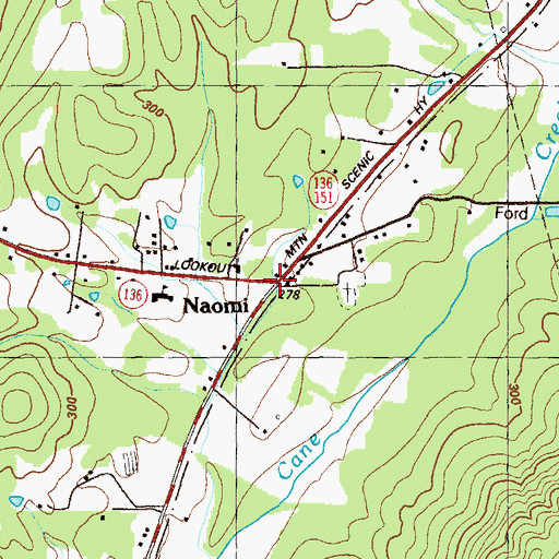 Topographic Map of Naomi, GA
