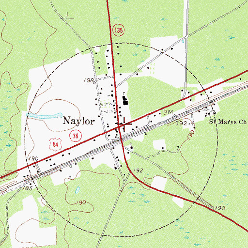 Topographic Map of Naylor, GA