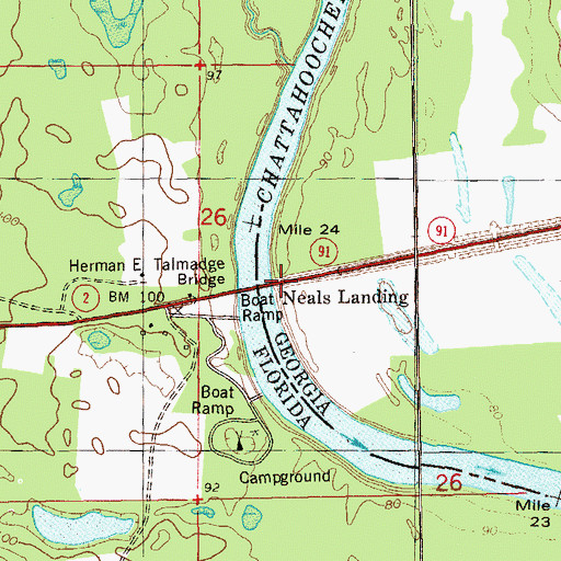 Topographic Map of Neals Landing, GA